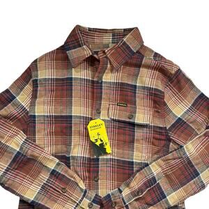 Stanley Tools Brown and Tan Plaid Flannel Shirt Small NWT